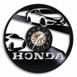  Ceas de perete decorativ realizat din disc de vinil, Model Honda Civic / Auto Japonez Sport, Negru, 30 cm