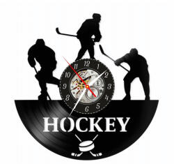 Ceas de perete decorativ, Hochei pe gheata / Ice Hockey, realizat din disc de vinil (Vinyl Record), 30 cm, mecanism silențios, negru