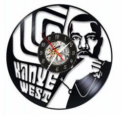  Ceas de perete decorativ Kanye West, realizat din disc de vinil upcycled, negru, 30 cm