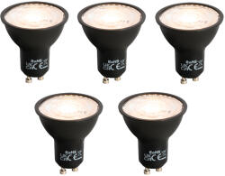 LUEDD 5 db GU10 dimmelhető LED izzó szett fekete 6W 500lm 2700K (03112)