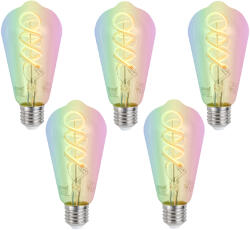 LUUMR 5 db Okos E27 Dimmelhető LED Izzó ST64 Átlátszó RGBW 4W 250lm 2700K (03300)