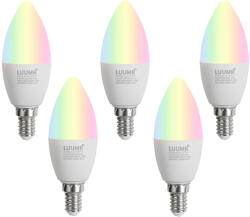 LUUMR 5 darabos Smart E14 LED izzókészlet C37 Opál RGBW 4, 9W 470 lm 2700-6500K (03308)