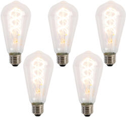 LUEDD 5 darabos E27 LED spirál filament izzókészlet ST64 5W 400 lm 2200K (03052)