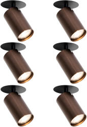 QAZQA 6 darabos modern süllyesztett spotlámpa szett sötét bronz GU10 50mm - Chels (109600)
