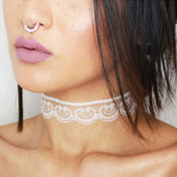 ECARLA Choker nyaklánc - Fehér csipke (N288B)