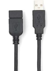 Nedis USB kábel CCGL60010BK30, USB 2.0 | USB-A dugó USB-A hüvely 480 Mbps Nikkelezett 3, 00 m Kerek PVC |Fekete