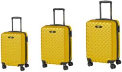 Caterpillar 3 db Caterpillar Industrial Plate gurulós bőrönd szett, 35L, 59L, 92L, 4 dupla kerék 360°-os forgás, ABS, sárga (CAT-83688-217)