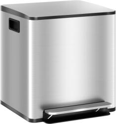 HomCom Különálló szemetes 2 rekeszes, HOMCOM, 15L, pedállal, rozsdamentes acél és PP, 41, 8x36, 7x44 cm, ezüst (851-037V00SR)