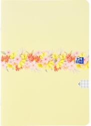  A4-es füzet, Oxford Flowers, 60 kockás lap szegéllyel, pasztell, soft touch fólia, sárga