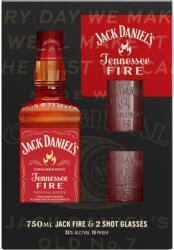 Jack Daniel's whiskey 0, 7l Tenessee Fire + 2 pohár díszdobozban + 50Ft visszaváltási díj