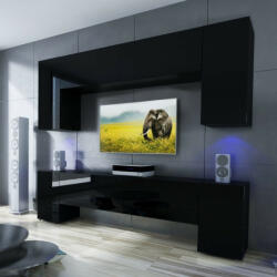 Intenso Concept-25 nappali faliszekrény sor - 240 cm (magasfényű fekete) - pepita