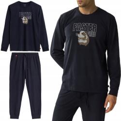 Atlantic Férfi Pizsamák Atlantic NMP-376 bő szabású, hosszú ujjú, Pamut XXL (NMP-376 NAVY)