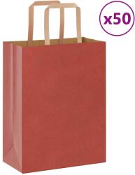 vidaXL 50 db piros papírzacskók fogantyúkkal 21x11x28 cm (4101965)