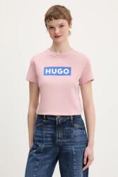 HUGO Blue pamut póló Classic Tee_B - rózsaszín XL
