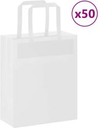 vidaXL 50 db fehér papírzacskók fogantyúkkal 18x8x22 cm (4101824)