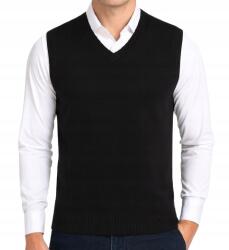  Férfi pulóver ujjatlan pulóver férfi mellény kasmír 2XL XXL fekete (AF7Au)