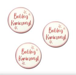  Dekorációs tábla, ajándékkísérő, nyomatott karton tábla 3mm-es, 5cm Boldog Karácsonyt felirat fehér-piros (6587)