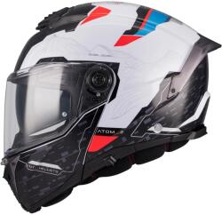 MT Helmets Cască de motocicletă pliabilă MT Atom 2 SV Highlands A7 negru-alb-albastru-roșu (MT1335C94A71)