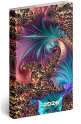 Realsystem Zsebnaptár 2026 heti 9x16, 5cm REAL Flexi álló elrendezésű, fraktál (5811-84)