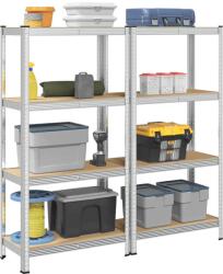 vidaXL 4 rétegű tárolópolcok 2 db ezüst acél és mérnöki fa (4016933)