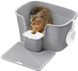 FEANDREA Macskaalom doboz, magas oldalfallal, szürke 54x42x38cm (PPT003G01)