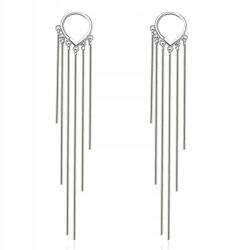  Női hosszú bojtos fülbevaló, 925-ös ezüst, fehérarany