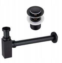 Balneo Kore Klik Klak szett B, túlfolyóval, fekete Szögletes szifon, fekete (5905591093439)