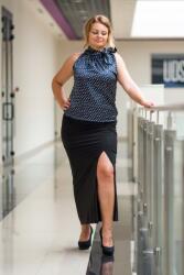 Marzena Efir Plus Size Fekete hosszú cipzáras vékony kötött szoknya 46-os