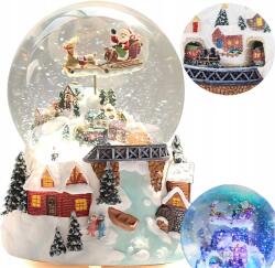  Hógömb Mikulás Karácsonyi Led Zenedoboz Forgó Vonat (015)