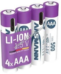 ANSMANN Micro AAA akku 1, 5V min. 400mAh typ. 500mAh 4db/csomag Li-Ion - A készlet erejéig