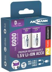 ANSMANN Li-ion akku Mono, D 1.5V, 5400mAh 2db/csomag - A készlet erejéig