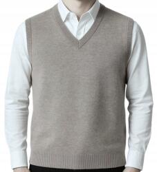  Férfi pulóver ujjatlan pulóver férfi mellény kasmír 2XL XXL bézs (AF7Au)
