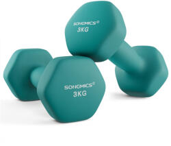SONGMICS 2 x 3 kg Neoprén Hatszögletű Kézi Súlyzó Szett Otthoni Edzéshez Türkiz (EUZ-SYL906Q01)