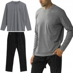 Atlantic Férfi Pizsama Atlantic NMP-373 laza hosszú ujjú Pamut L (NMP-373 GREY-BLACK)