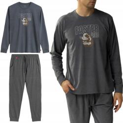 Atlantic Férfi Pizsama Atlantic NMP-376 laza hosszú ujjú Pamut XL (NMP-376 GREY)