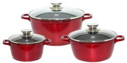 Elo RUBINO 3 fazékból álló készlet titánium rubinvörös, üveg fedő indukciós