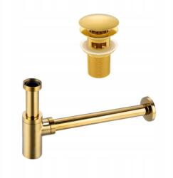 Balneo Klik-Klak Lefolyógarnitúra A szettel, túlfolyóval, arany színben Kerek szifon, arany (5905591093156)