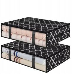 EdiBazzar Lapos rendszerező szett 2 db-os ágyneműtartó táska nagy mintás (Organizer zestaw 2 szt torba do szafy czarny)