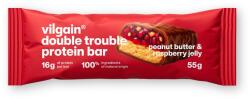 Vilgain Double Trouble Protein Bar -⁠ kétrétegű, csokoládéval bevont mogyorós szelet, 29% magas minőségű fehérje, tartósítószerek és színezékek nélkül