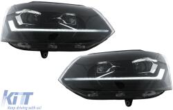 KITT Lightning Első lámpák dupla Angel Eye VW Transporter T5 (2003-2009) modellekhez, nappali menetfénnyel, króm (HLVWT5C)