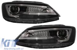 KITT Első lámpák LED DRL VW Jetta Mk6 VI (2011-2017) Dinamikus irányjelző lámpák Xenon Matrix Design (HLVWJ6MX)