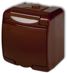 GAO Aquastar földelt csf. dugaszolóaljzat, 1-es, barna IP54 22141B