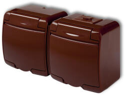 GAO Aquastar földelt csf. dugaszolóaljzat, 2-es, barna IP54 22151B