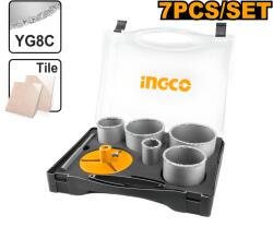 INGCO Set carote diamantate 7 piese, cu burghiu pilot si placa de centrare