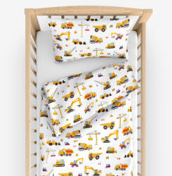 Goldea gyerek pamut ágyneműhuzat kiságyba - teherautók és kotrógépek 100 x 135 és 40 x 60 cm