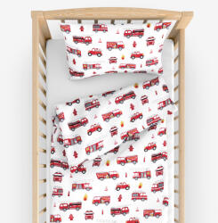 Goldea gyerek pamut ágyneműhuzat kiságyba - tűzoltóautók 90 x 130 és 40 x 60 cm