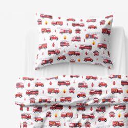 Goldea gyerek pamut ágyneműhuzat - tűzoltóautók 140 x 200 és 70 x 90 cm