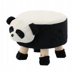Chomik Taburet pentru copii, rotund, model urs panda, textil, lemn, alb si negru, max 50 kg, 28x25 cm, Chomik GartenVIP DiyLine (PHO8861)