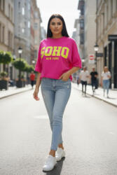  SOHO feliratos rövid ujjú felső (fukszia) (981660)