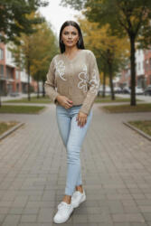  Csinos virágmintás gombos kardigán (barna) (363981)